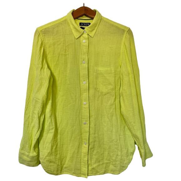 J. Crew Classic Double Gauze Button Up Shirt Size 8 Kiwi Green Lightweight Beach - Picture 1 of 8